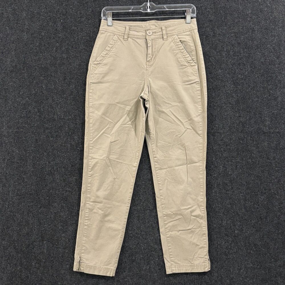 Eddie Bauer Pants Womens 2 Khaki Beige Casual Stretch Cotton Trousers Pockets